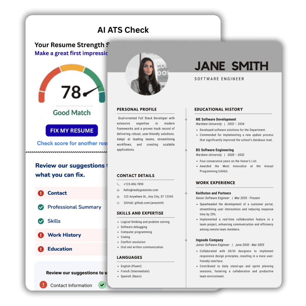 ATS-friendly resume template example designed to pass applicant tracking systems